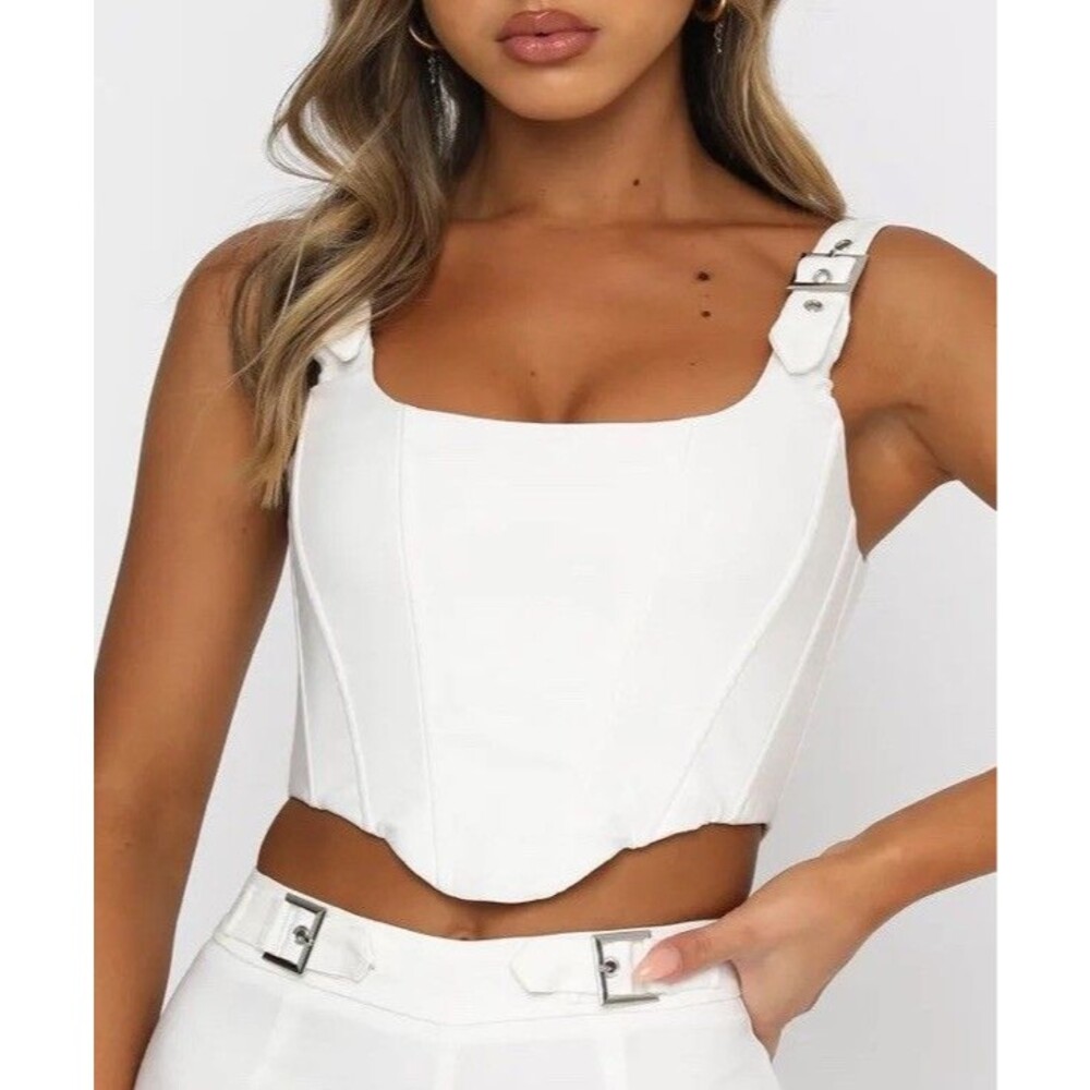 White Fox Boutique Keep Me Close Bustier Corset Top White Size M